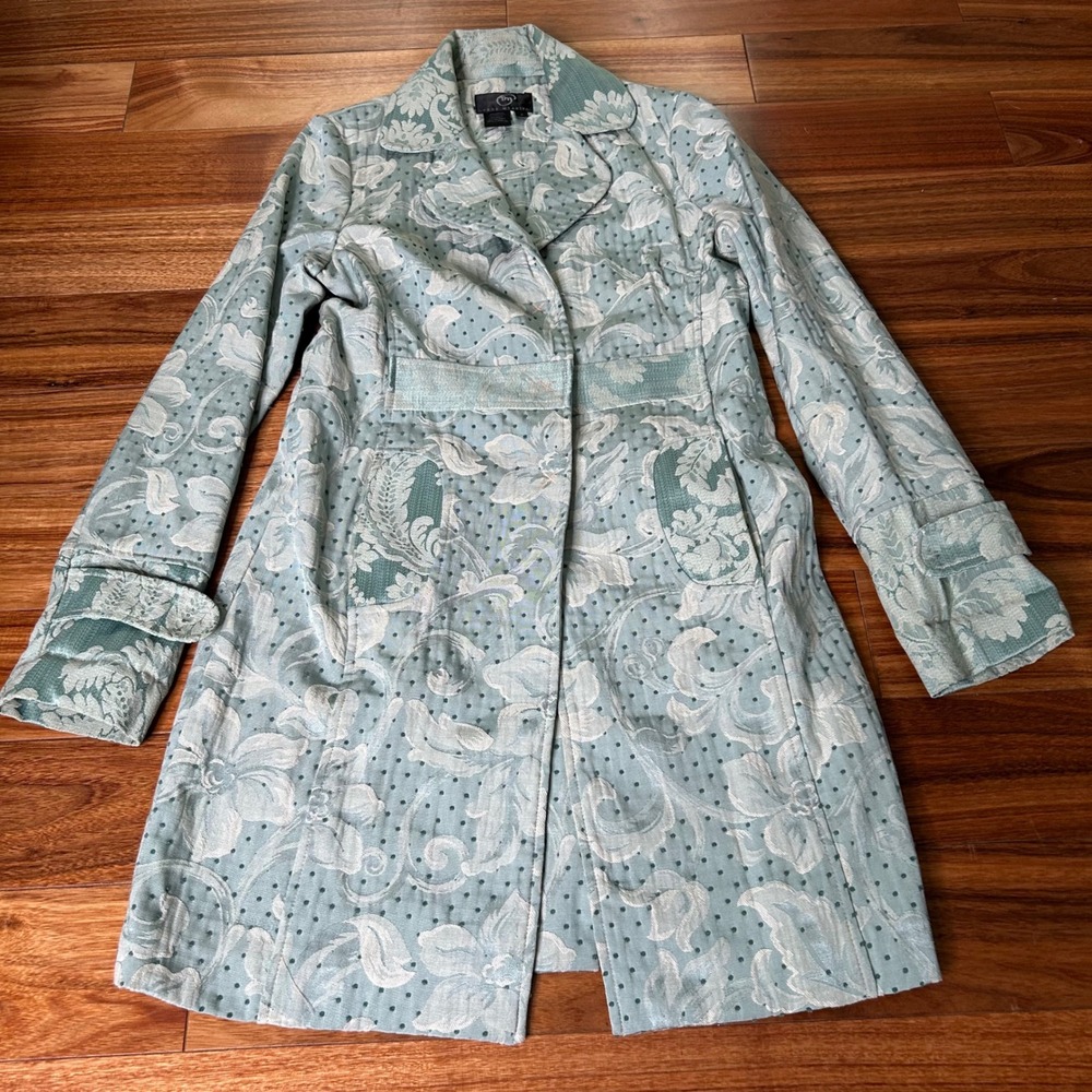 True Meaning Women's‎ Floral Print Polka Dot Coat Jacket - Size 2